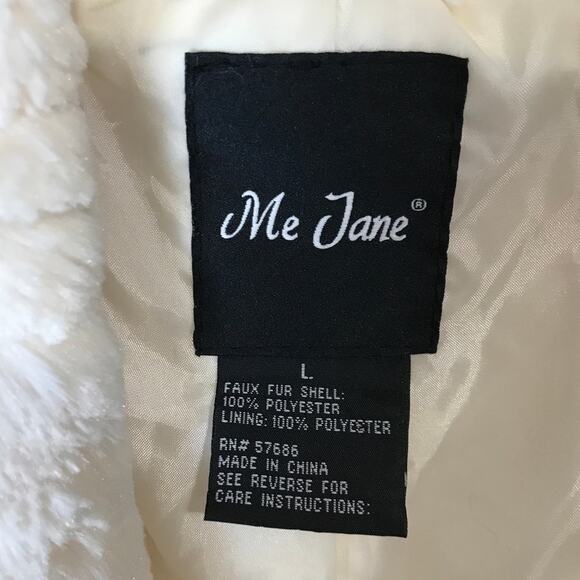 Me Jane White Faux Fur V-neck Sleeveless Vest Jacket L - Picture 3 of 3